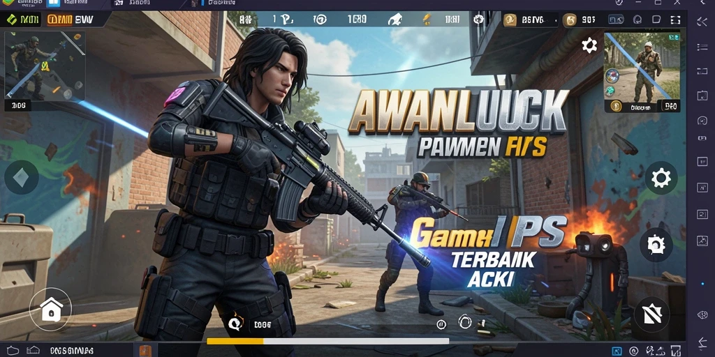Tampilan gameplay seru dalam AWANLUCK dengan aksi FPS yang menegangkan.