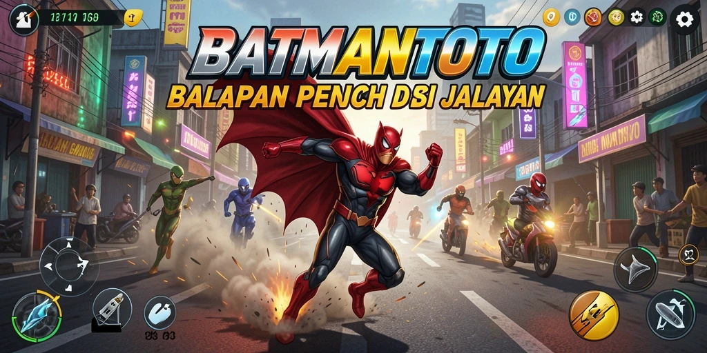 Tangkapan layar gameplay <strong>BATMANTOTO</strong> menunjukkan balapan yang mendebarkan di trek kota.