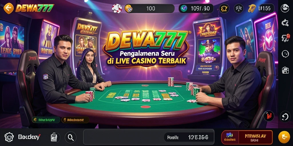 Tampilan gameplay Live Casino DEWA777 dengan dealer langsung yang profesional.