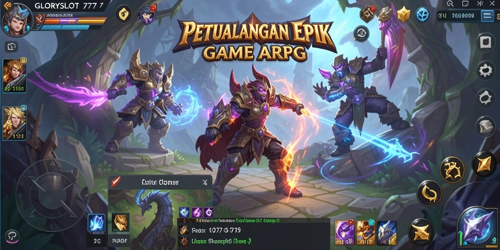 Screenshot menunjukkan aksi seru dalam gameplay GLORYSLOT777 ARPG.