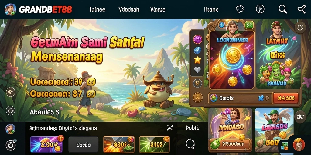 Tampilan seru Gameplay GRANDBET88 yang penuh warna dan aksi.
