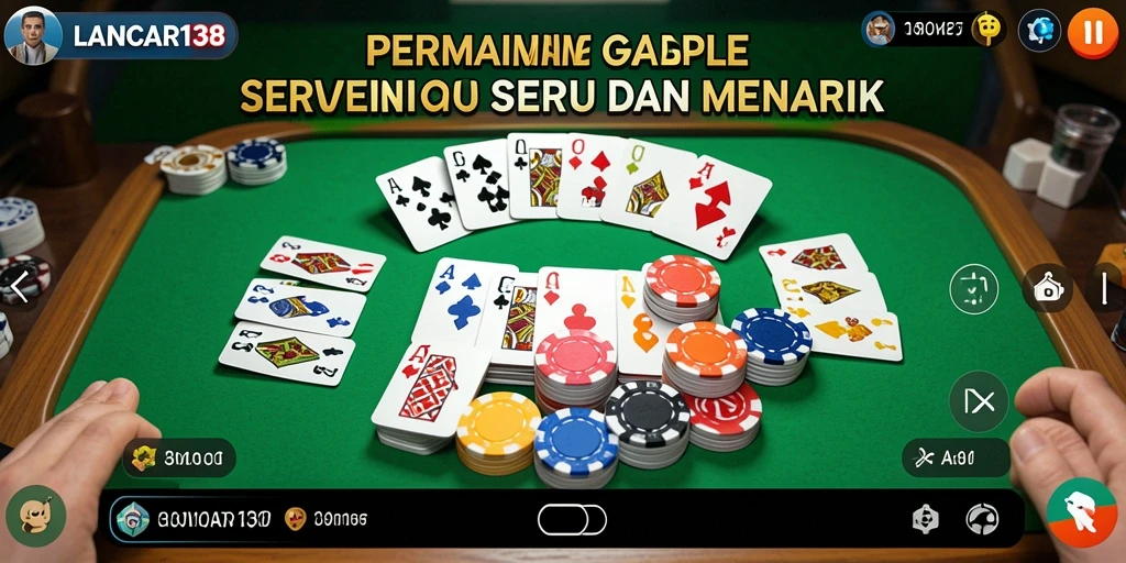 Tampilan gameplay seru dari LANCAR138, permainan Gaple yang mengasyikkan.