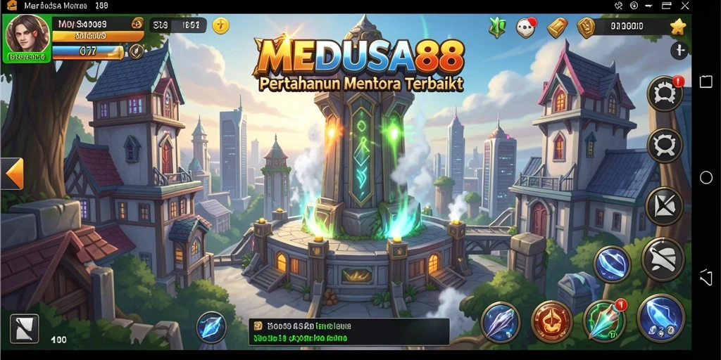 Tampilkan gameplay menegangkan dari MEDUSA88 dalam mode Tower Defense.