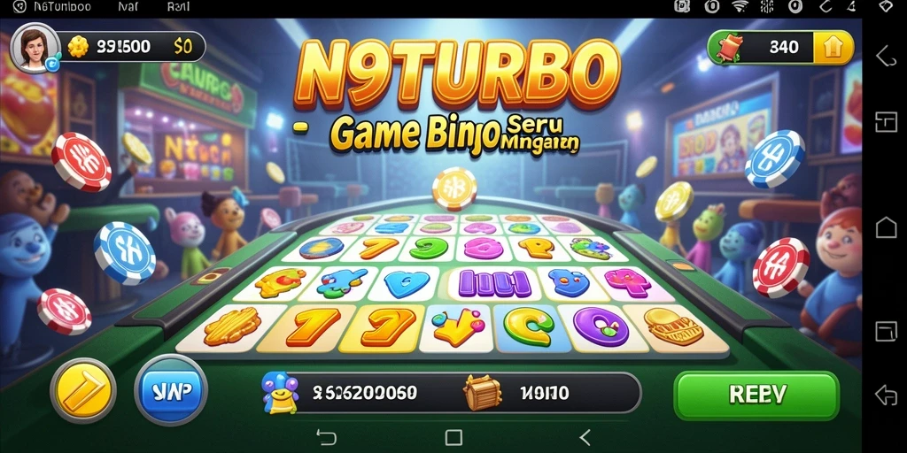 Tampilan utama gameplay N9TURBO dengan suasana Bingo yang ceria.
