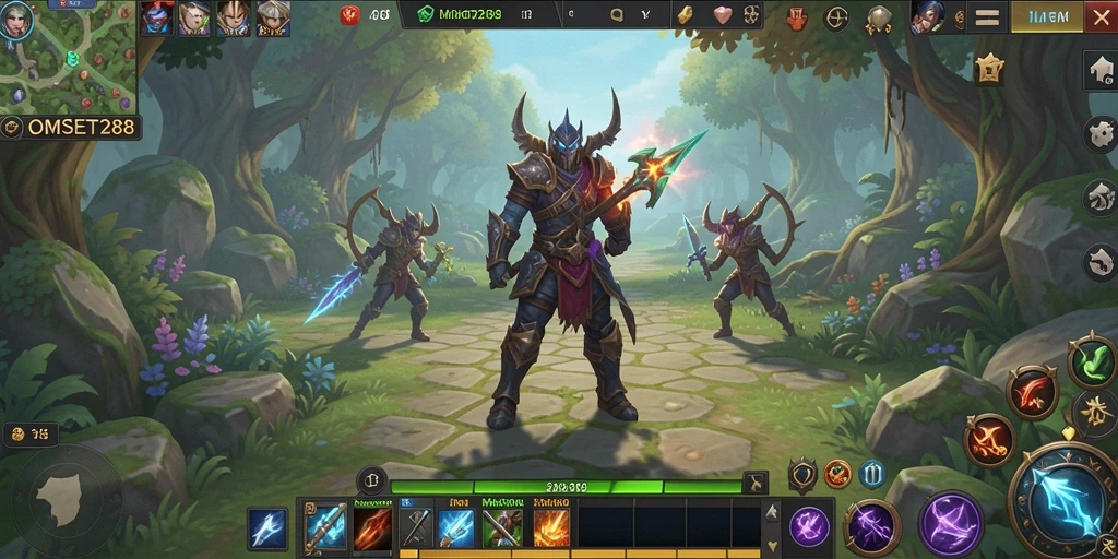 Tangkapan layar utama OMSET288 menunjukkan aksi pertempuran epik di dunia MMORPG.