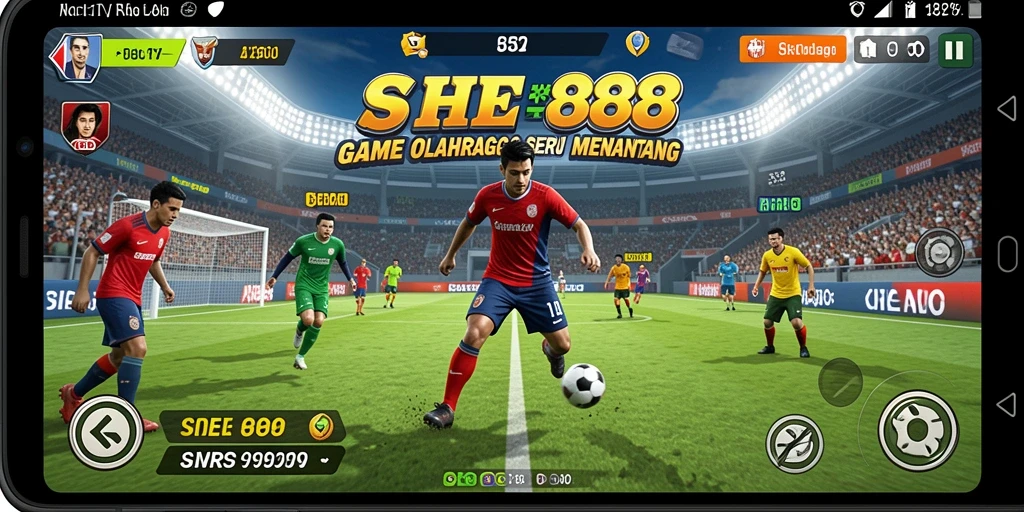 Screenshot SHE888 menampilkan aksi seru dalam permainan olahraga yang kompetitif.