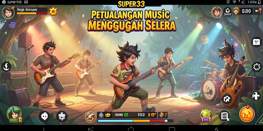 Tampilan gameplay SUPER33 yang penuh warna dan interaktif.