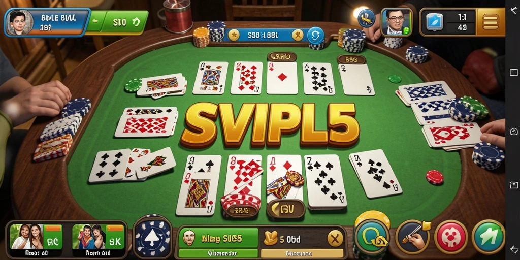 Screenshot gameplay SVIP5 menampilkan pemain bersaing di papan Gaple.